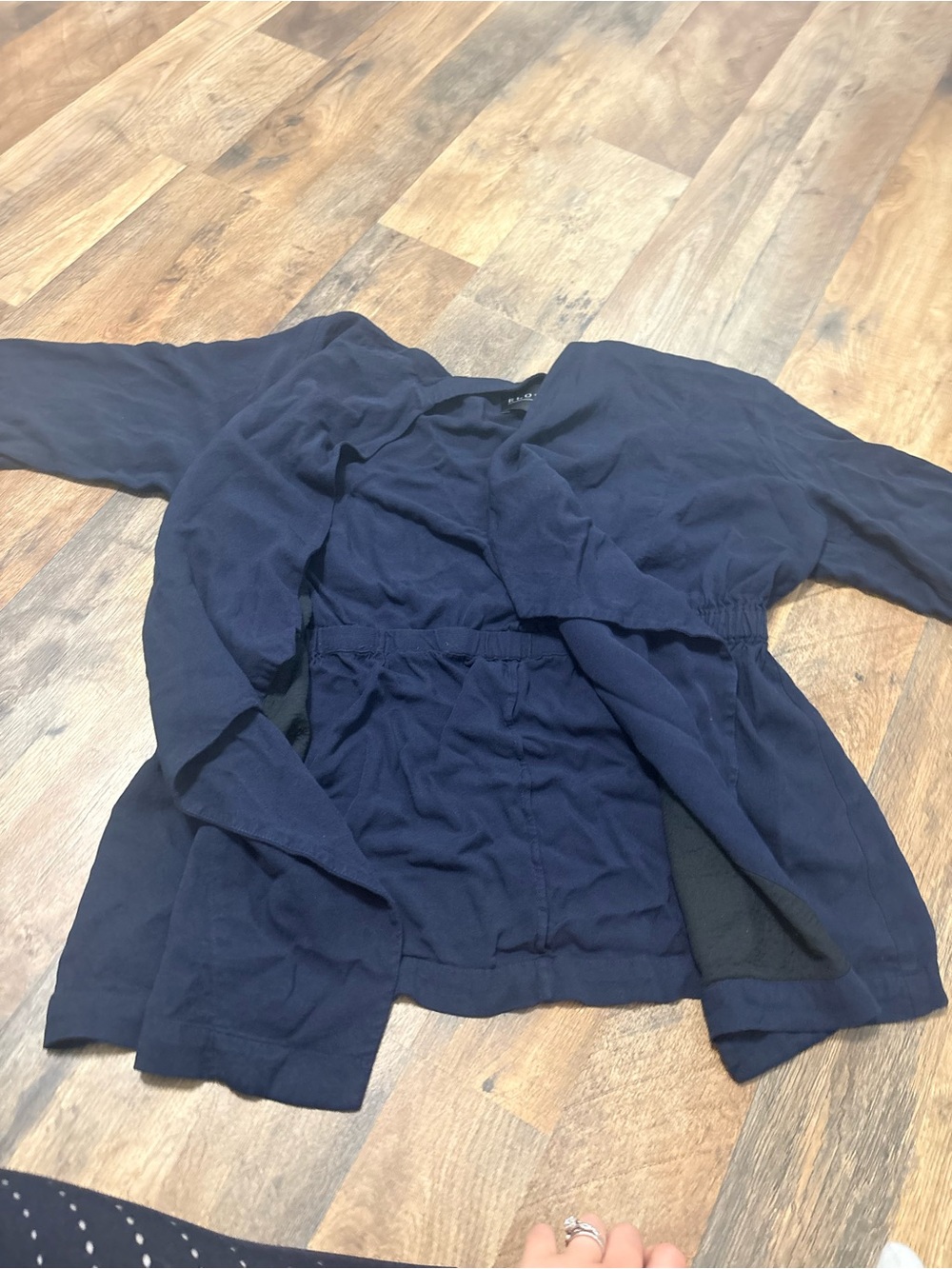 Eloquii Navy Blue Lightweight Sweater Shawl Plus Size 14/16 Open Front Cardigan